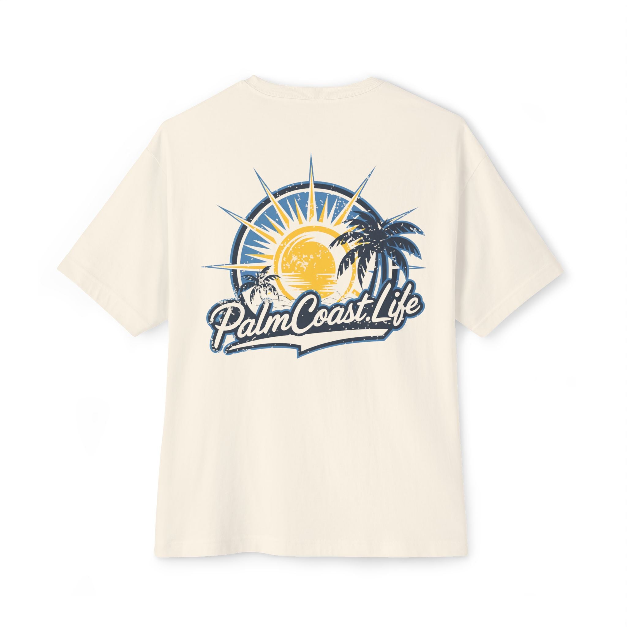 Palm Coast Life Logo Oversized Boxy Tee - Casual Beach Shirt for Vacation Vibes
