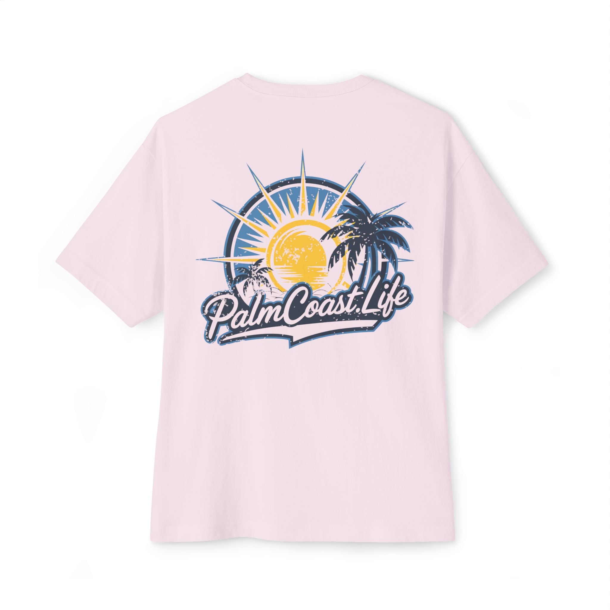 Palm Coast Life Logo Oversized Boxy Tee - Casual Beach Shirt for Vacation Vibes