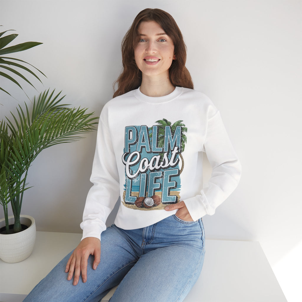 Palm Coast Life Sweatshirt, Unisex Crewneck Beachwear
