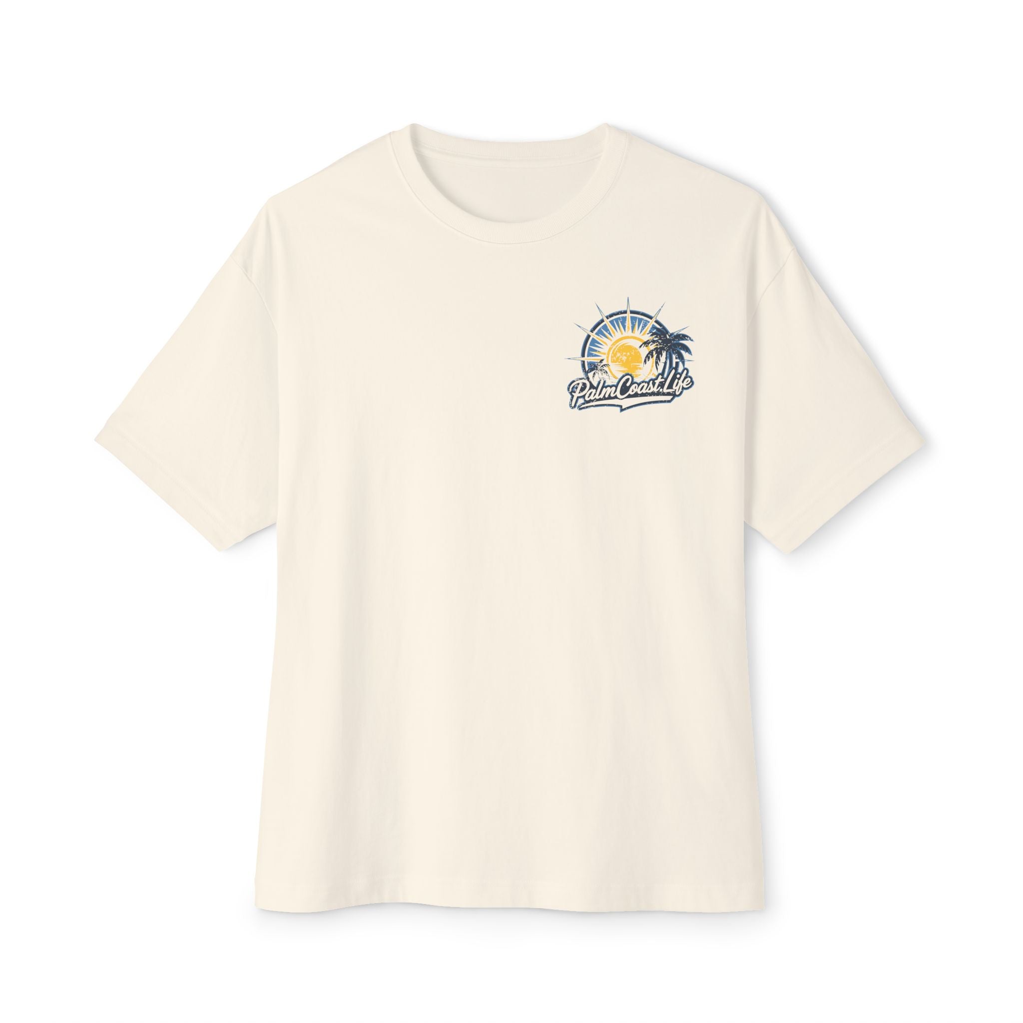 Palm Coast Life Logo Oversized Boxy Tee - Casual Beach Shirt for Vacation Vibes