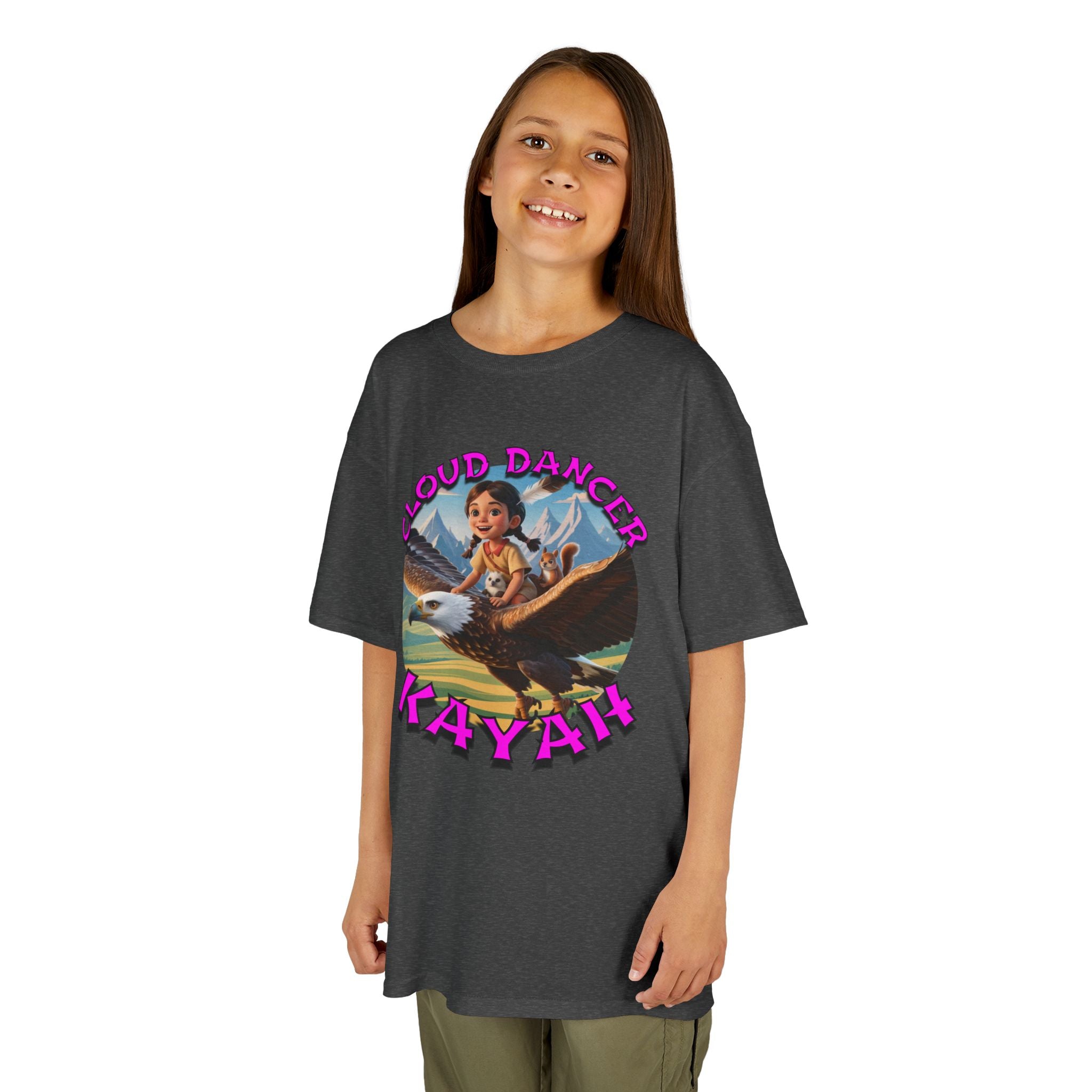 Kids Tee - Cloud Dancer Kayah High Flying Character Shirt, Cute Animal Design