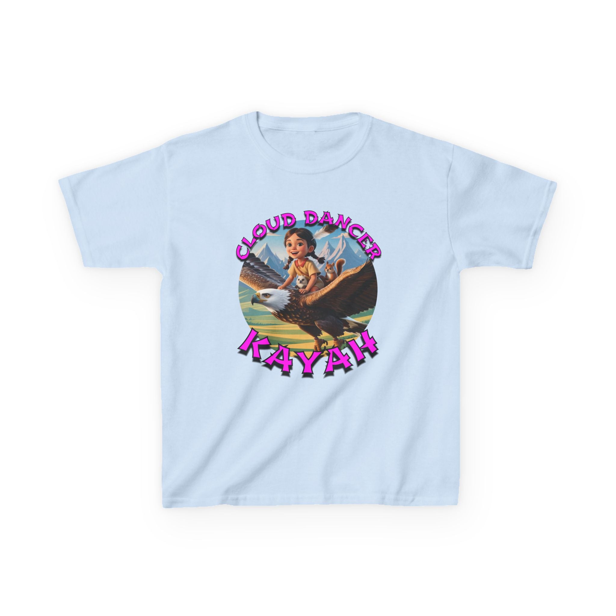 Kids Tee - Cloud Dancer Kayah High Flying Character Shirt, Cute Animal Design