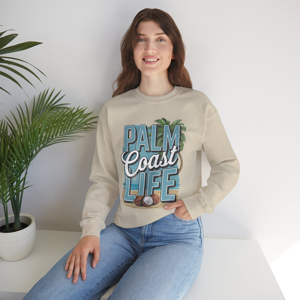 Palm Coast Life Sweatshirt, Unisex Crewneck Beachwear
