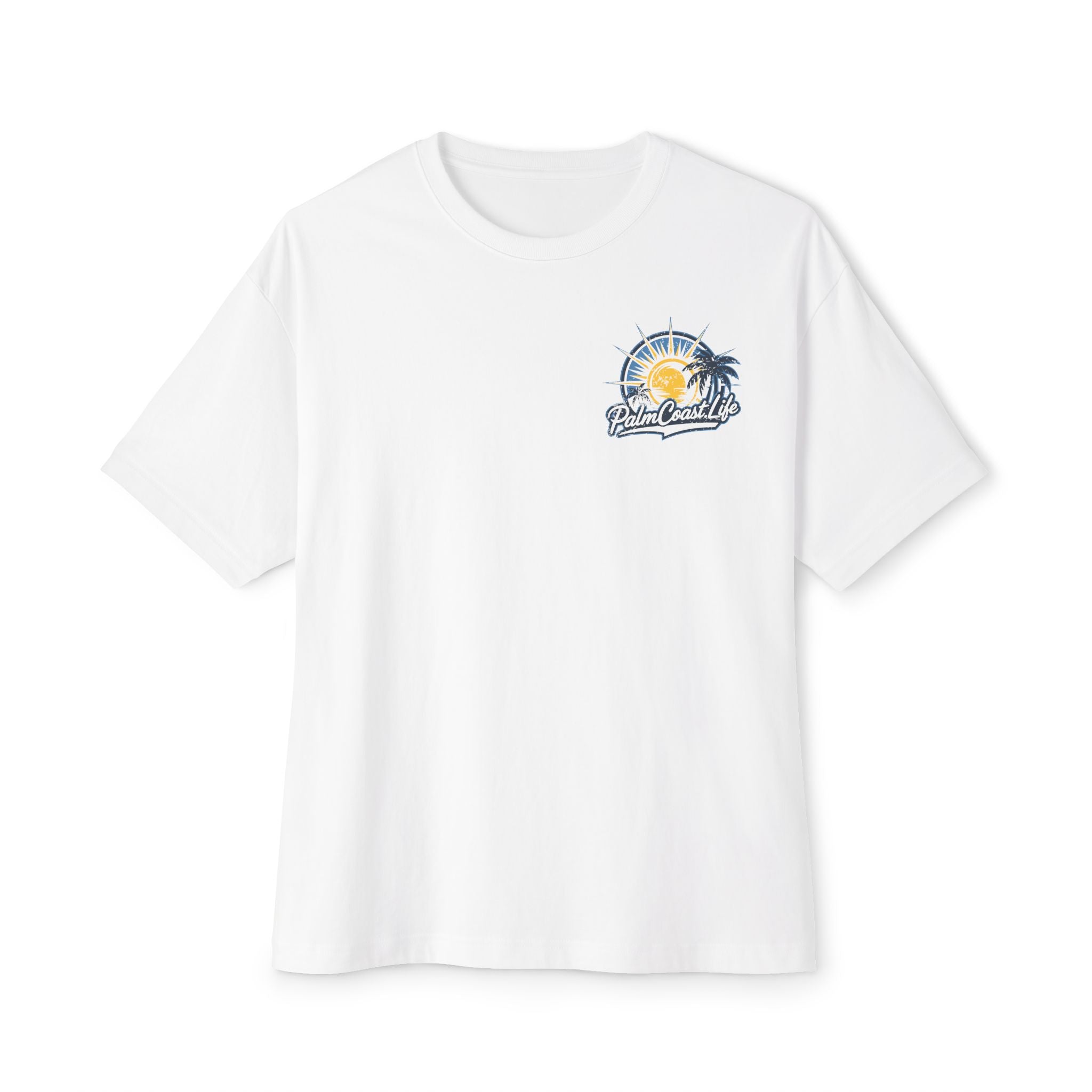 Palm Coast Life Logo Oversized Boxy Tee - Casual Beach Shirt for Vacation Vibes