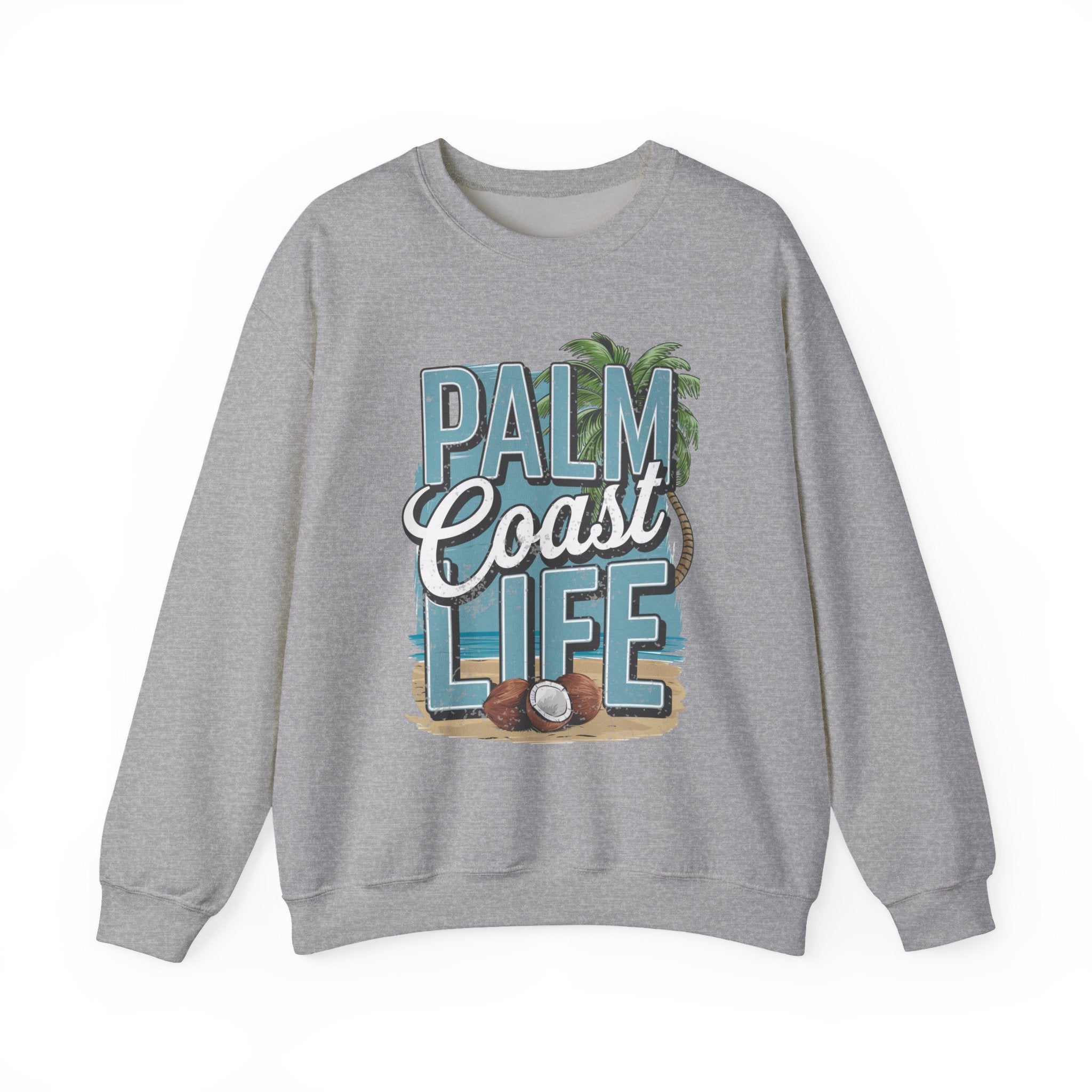 Palm Coast Life Sweatshirt, Unisex Crewneck Beachwear
