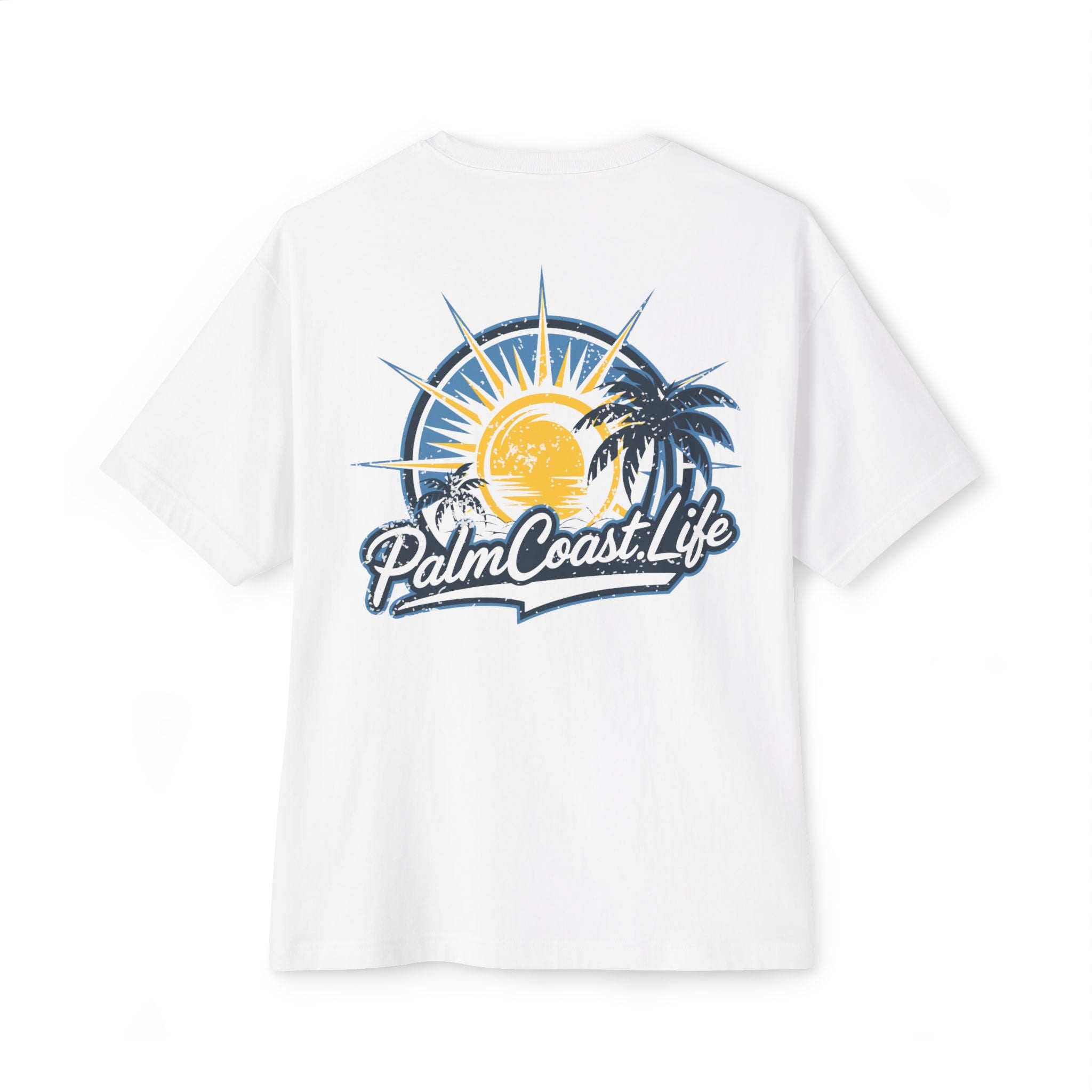 Palm Coast Life Logo Oversized Boxy Tee - Casual Beach Shirt for Vacation Vibes