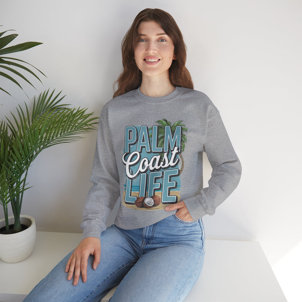 Palm Coast Life Sweatshirt, Unisex Crewneck Beachwear