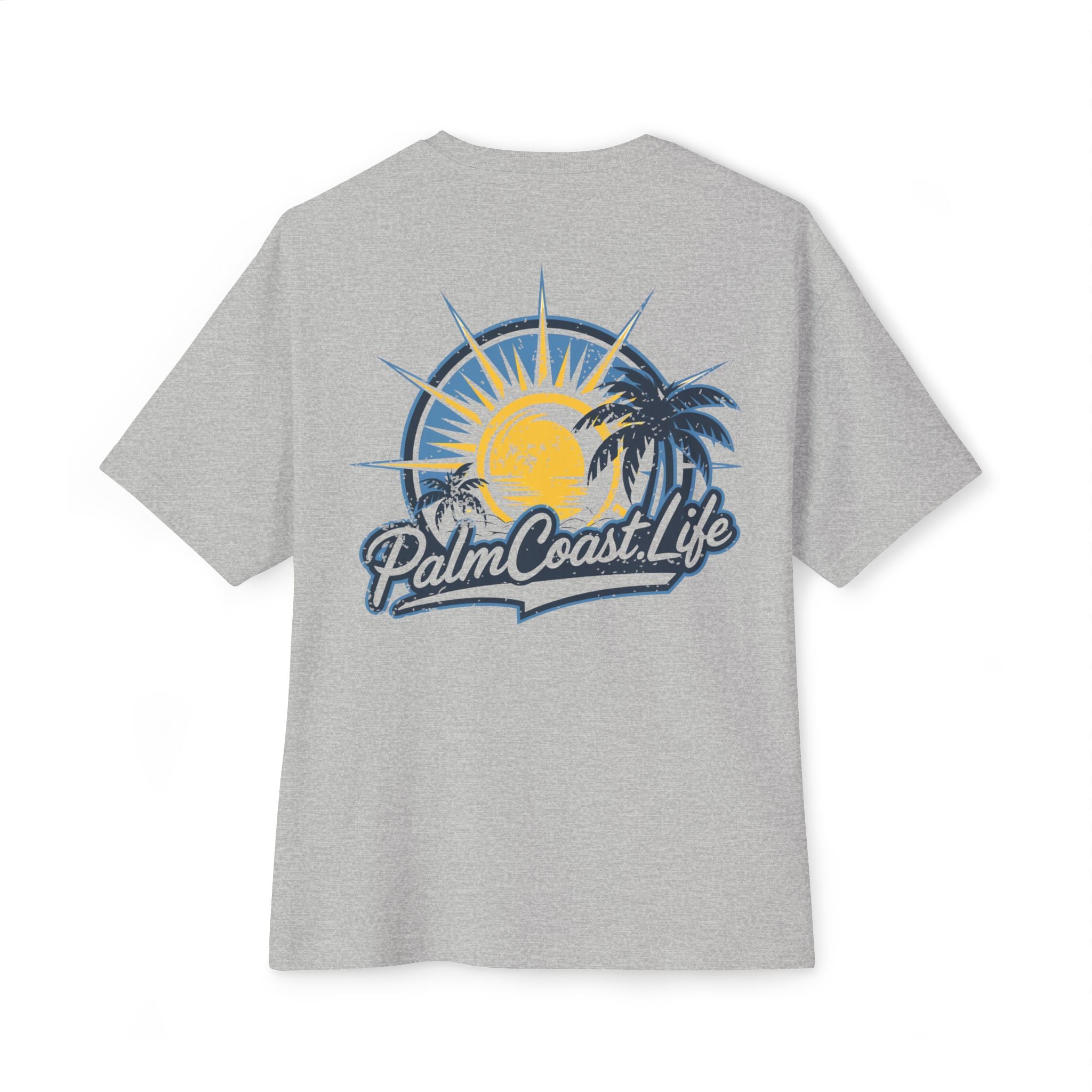 Palm Coast Life Logo Oversized Boxy Tee - Casual Beach Shirt for Vacation Vibes