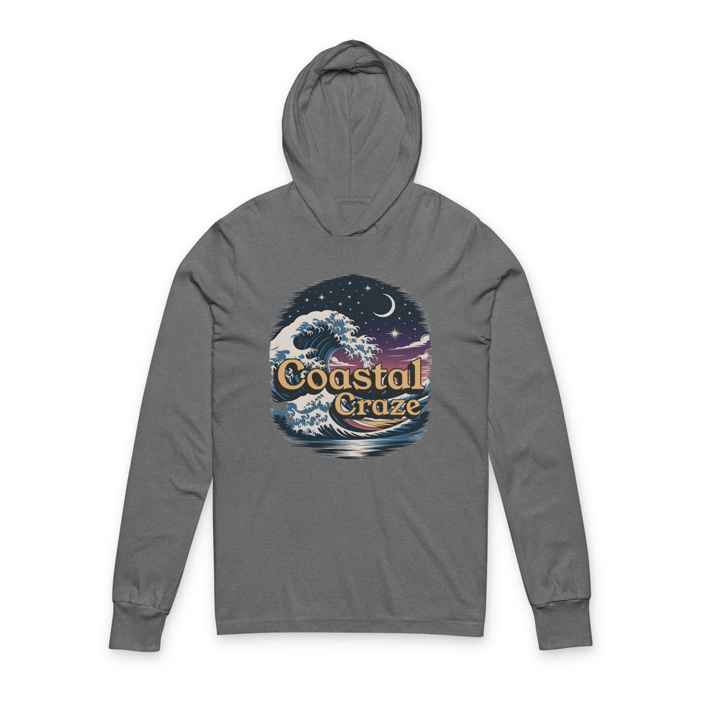 Coastal Craze Unisex Hooded "Twilight Tide" Long Sleeve Tee, Beach Vibes, Summer Style, Cooler Weather Special
