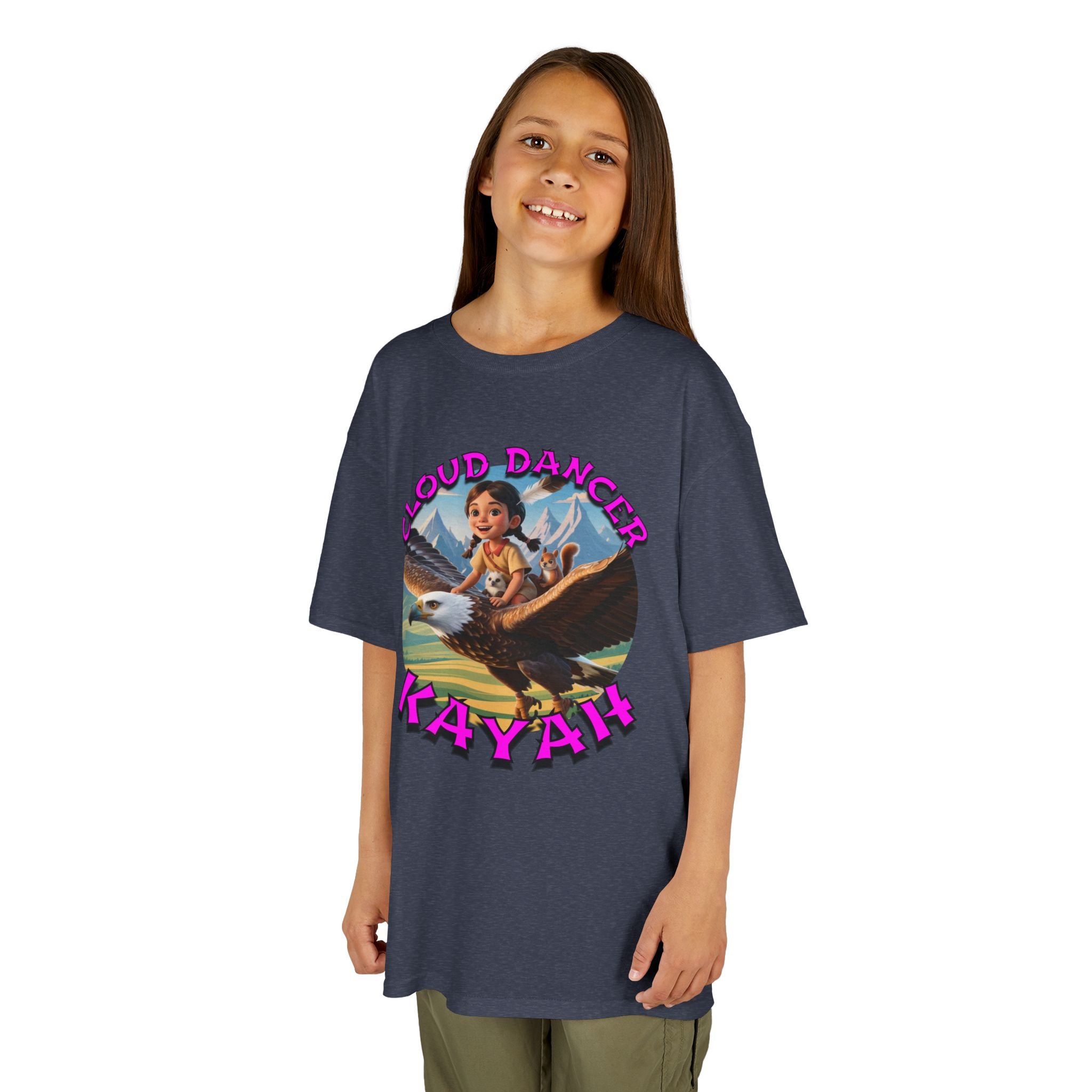 Kids Tee - Cloud Dancer Kayah High Flying Character Shirt, Cute Animal Design