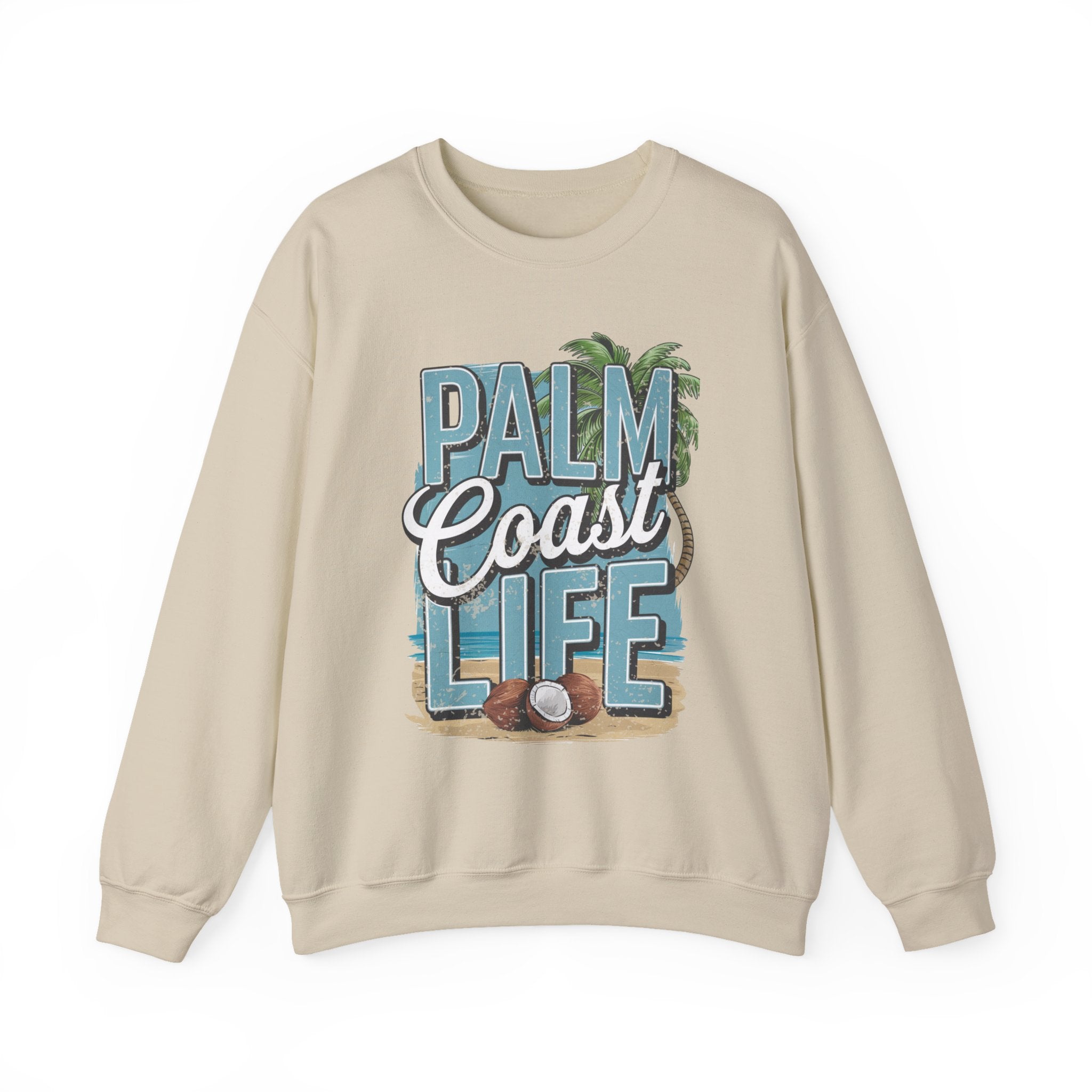 Palm Coast Life Sweatshirt, Unisex Crewneck Beachwear