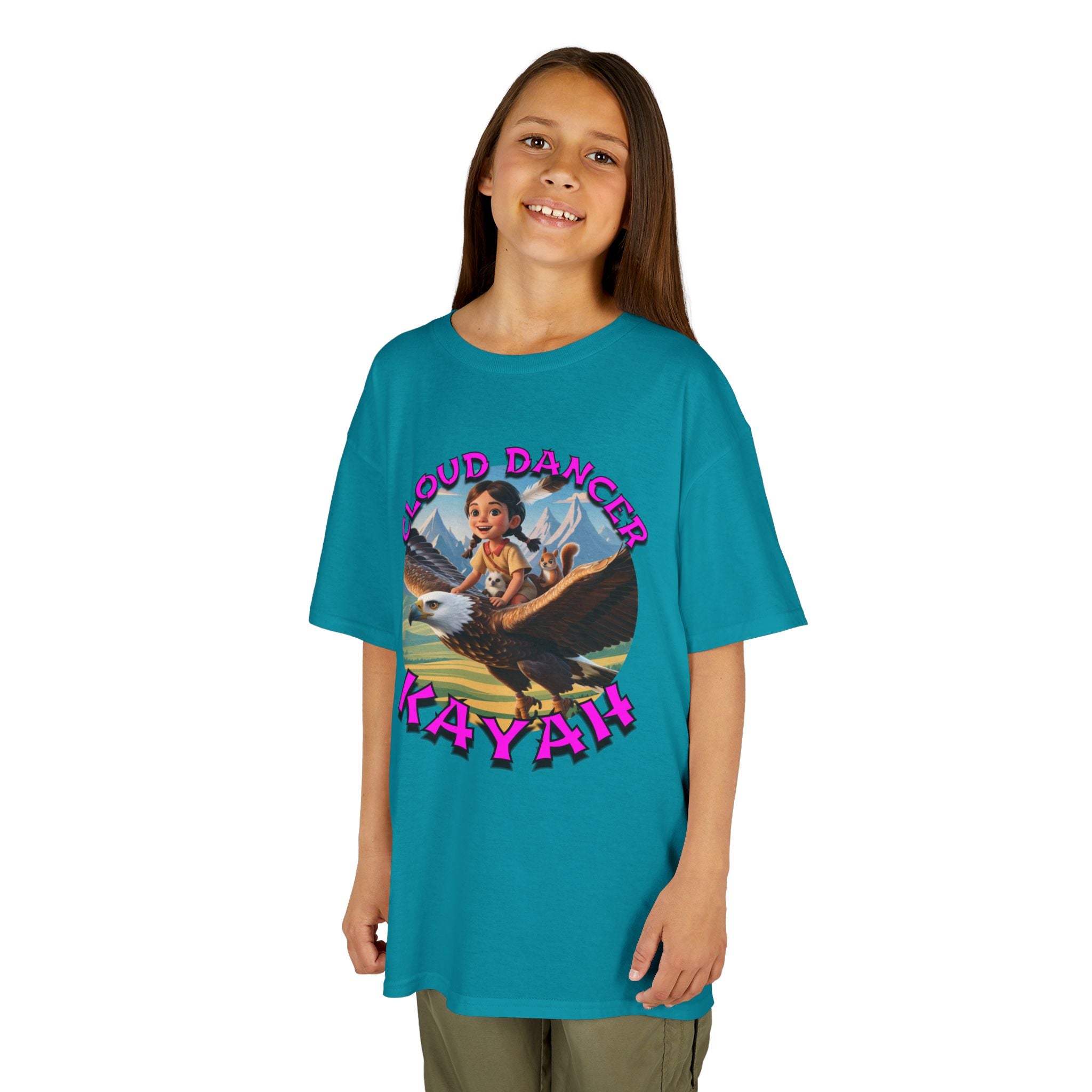 Kids Tee - Cloud Dancer Kayah High Flying Character Shirt, Cute Animal Design
